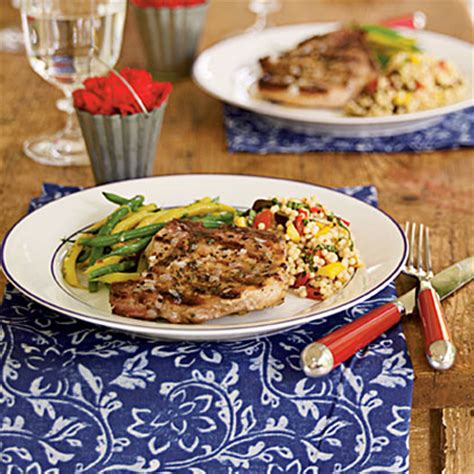grilled-pork-chops-with-shallot-butter-recipe-myrecipes image