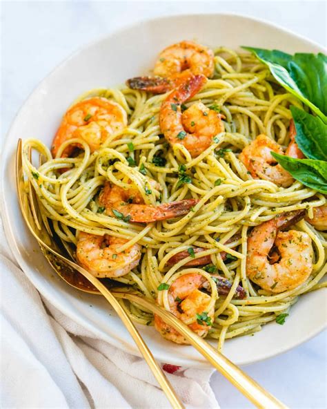 shrimp-pesto-pasta-a-couple-cooks image