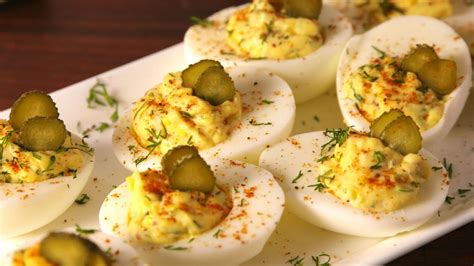 how-to-make-dill-pickle-deviled-eggs-delish image