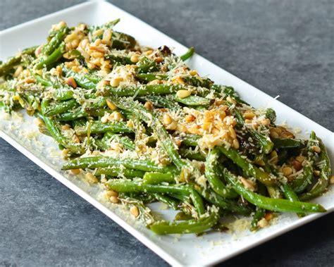 roasted-green-beans-with-lemon-pine-nuts-parmesan-once image
