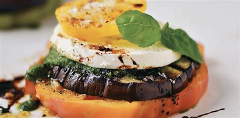 eggplant-tomato-and-mozzarella-stacks-with-pesto image