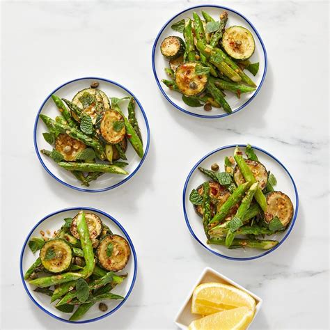sauted-zucchini-asparagus-with-capers-butter-lemon image