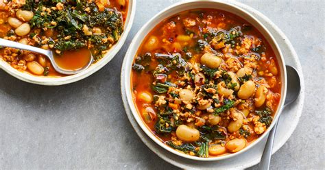 spicy-white-bean-soup-with-greens-and-turkey image