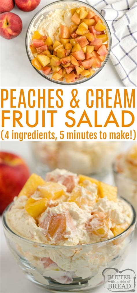 peaches-and-cream-salad-butter-with-a-side-of-bread image