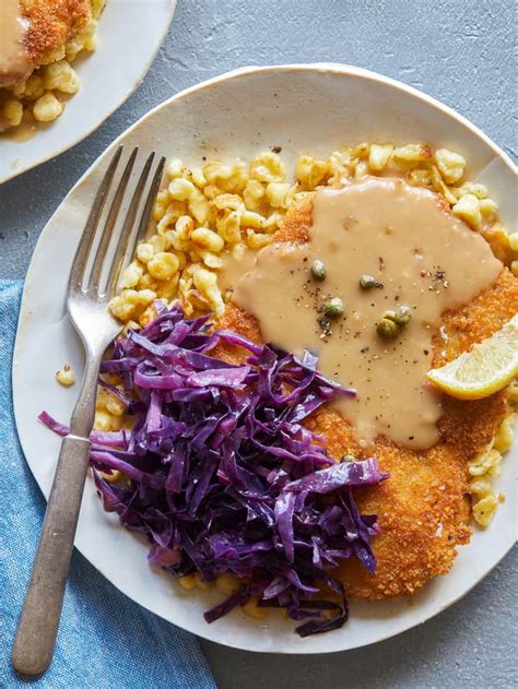 schnitzel-over-buttered-sptzle-with-sweet-sour image