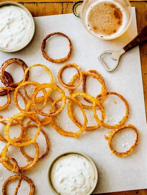 beer-battered-onion-rings-spoon-fork-bacon image