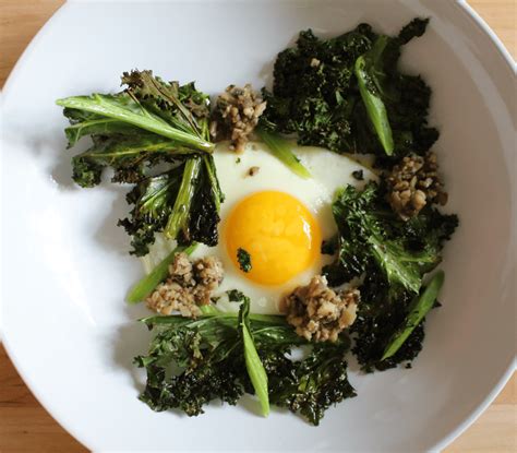 egg-with-crispy-kale-and-sauted-mushrooms image