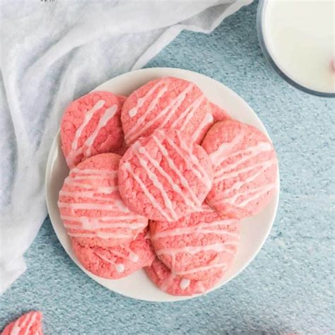 the-best-strawberry-cake-cookies-easy-cake-mix image