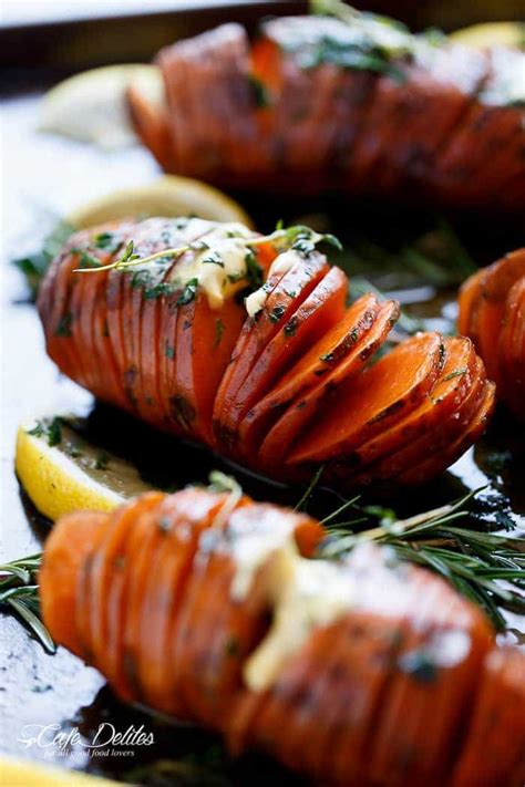 hasselback-herbed-garlic-butter-sweet-potatoes-cafe image