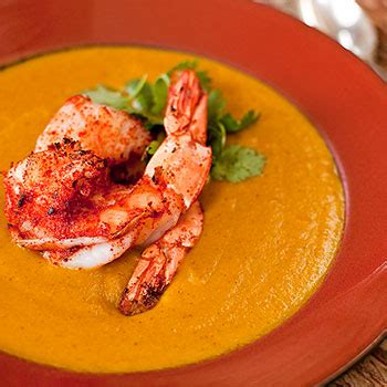 carrot-ginger-soup-with-spicy-shrimp-dana-farber image