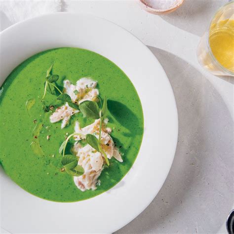 chilled-english-pea-soup-with-crab-and-meyer-lemon image