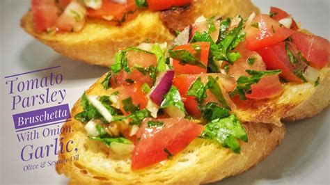 tomato-parsley-bruschetta-with-onion-garlic-olive image