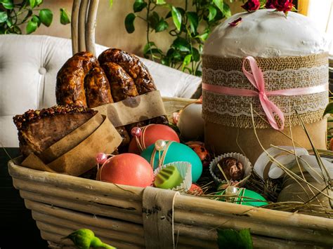 traditional-slovak-ukrainian-russian-easter-basket-food image