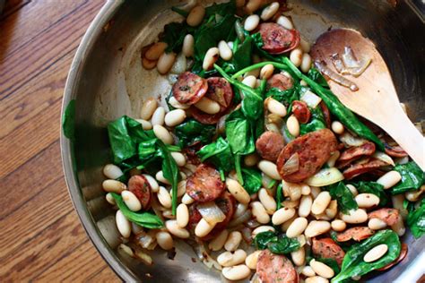 white-beans-sausage-and-fresh-spinach image