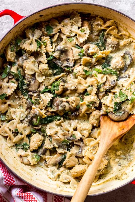 cozy-chicken-mushroom-spinach-pasta-little-broken image