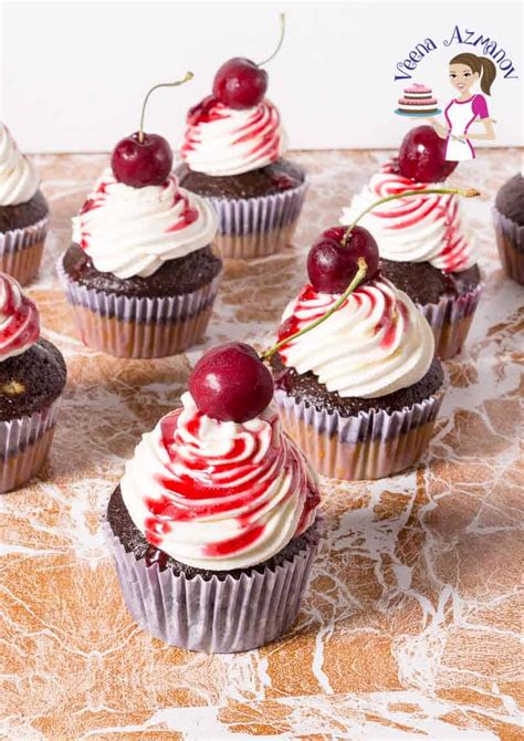 chocolate-cherry-cupcakes-with-bakery-vanilla-frosting image