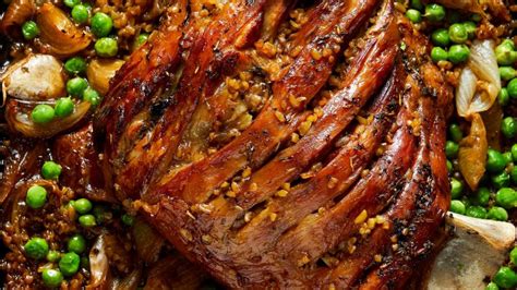 lamb-shoulder-roasted-in-freekeh-and-peas-a-honey image
