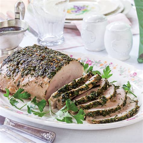 herb-roasted-pork-loin-with-balsamic-sauce-paula-deen-magazine image