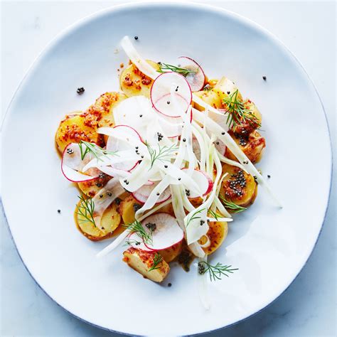 potatoes-with-fennel-and-radish-salad-recipe-bon-apptit image