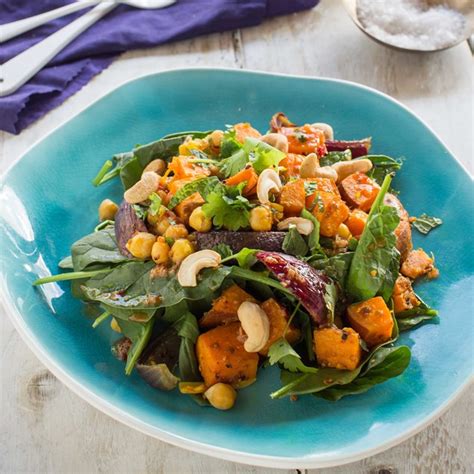 caramelised-kumara-and-chickpea-spinach-salad-with image
