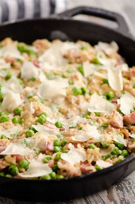 one-pot-cheesy-ham-rice-skillet-lightened-up-the image