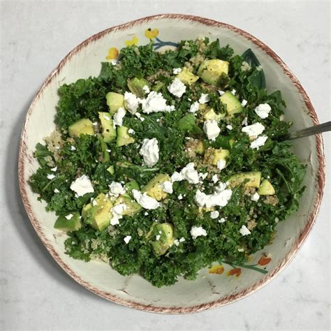 quinoa-kale-salad-with-avocado-feta-and-lemon image