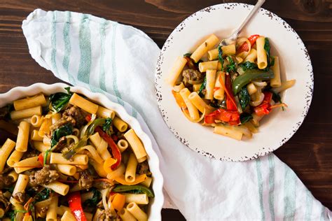 rustic-rigatoni-with-sausage-and-peppers image
