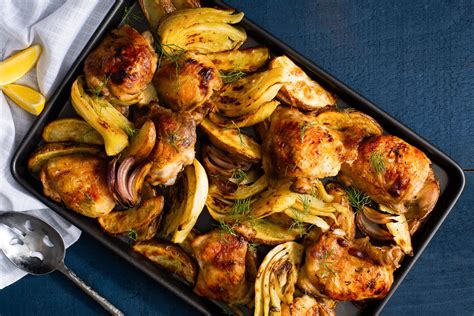 sheet-pan-roast-chicken-thighs-with-fennel-and-potatoes image