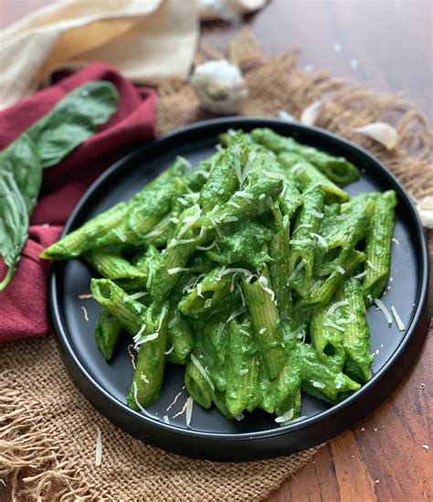 pasta-in-spinach-basil-sauce-recipe-by-archanas-kitchen image