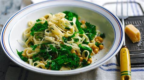 tagliatelle-with-kale-chickpeas-and-pecorino-recipe-bbc-food image