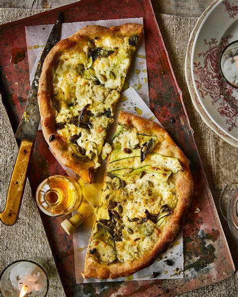 courgette-and-blue-cheese-pizza-recipe-delicious image
