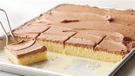 yellow-sheet-cake-with-chocolate-buttercream-frosting image