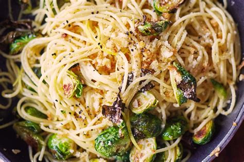 recipe-lemony-brussels-sprouts-breadcrumb-spaghetti image