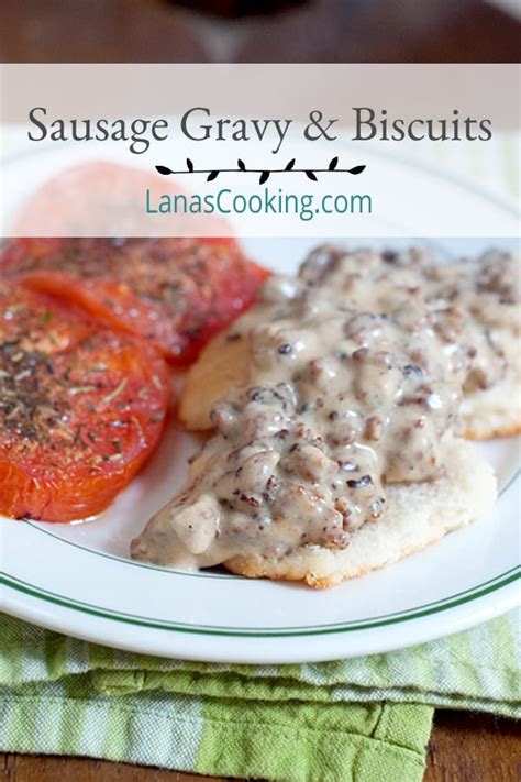 sausage-gravy-and-biscuits-with-tomatoes-lanas-cooking image