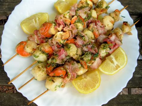 herb-marinated-bbq-scallop-bacon-skewers-kebabs image