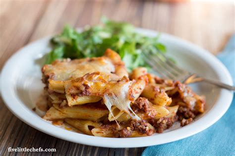 baked-cheesy-sausage-penne-five-little-chefs image