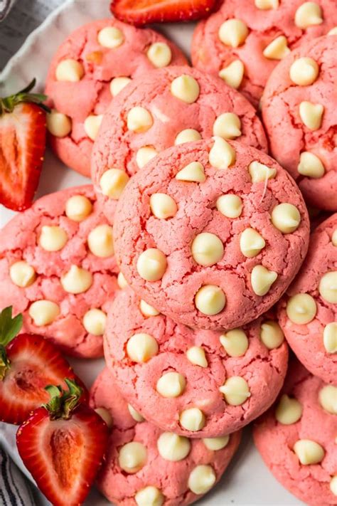 strawberry-cookies-strawberry-cake-mix-cookies-the image
