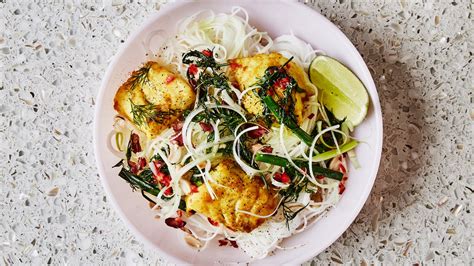turmeric-fish-with-rice-noodles-and-herbs-recipe-bon image