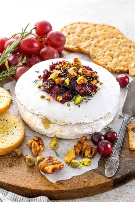 cranberry-walnut-baked-brie-recipe-simply image