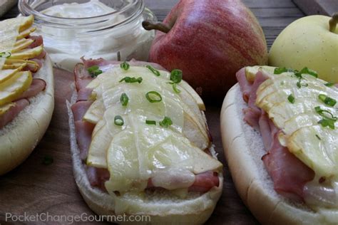 open-face-ham-apple-and-cheddar-sandwiches image