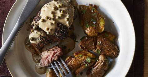 classic-recipe-steak-au-poivre-with-roast-potatoes-wsj image