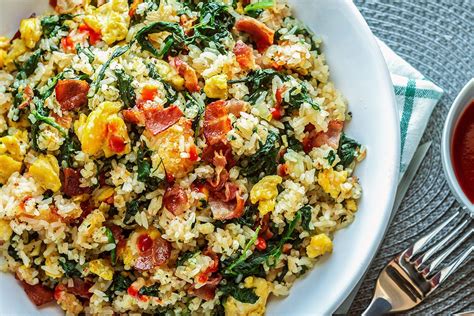 bacon-egg-and-spinach-fried-rice-eatwell101 image