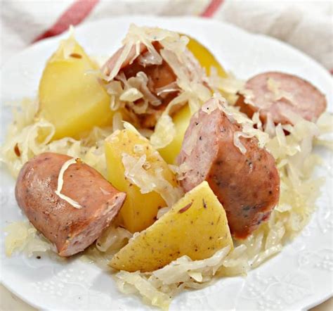 polish-sausage-sauerkraut-and-potatoes-crockpot image