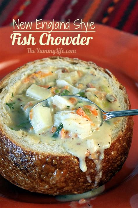 new-england-style-fish-chowder-in-a-bread-bowl image