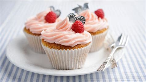 raspberry-and-cream-cupcakes-recipe-bbc-food image