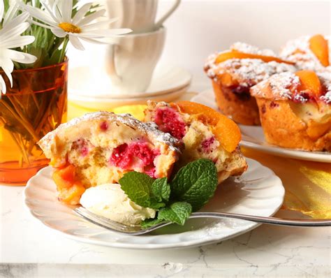 peach-raspberry-muffins-tanias-kitchen image
