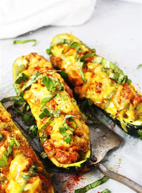 cheddar-and-sausage-stuffed-zucchini-boats-the image