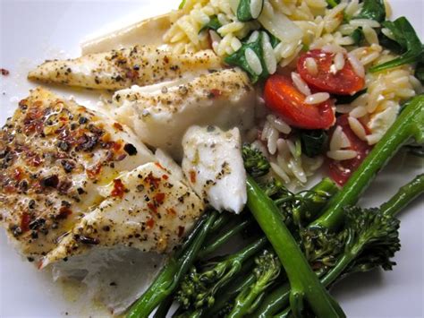 baked-halibut-with-orzo-spinach-and-cherry image