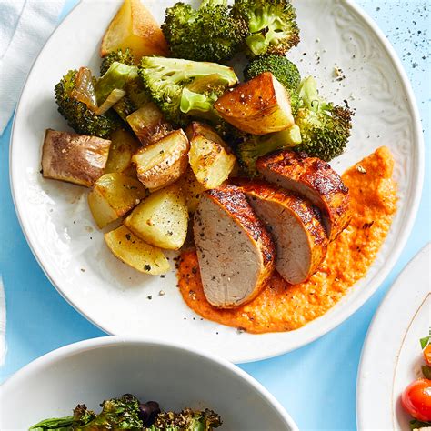 paprika-baked-pork-tenderloin-with-potatoes-broccoli image