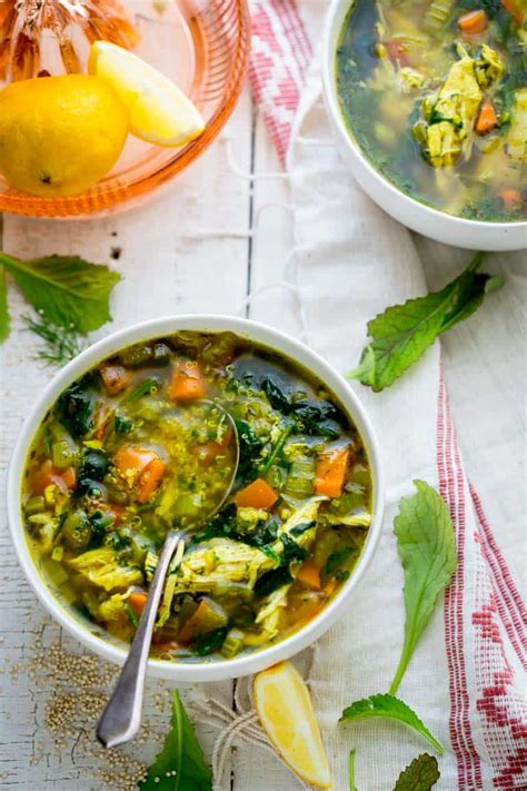 chicken-quinoa-soup-with-mustard-greens-and-turmeric image